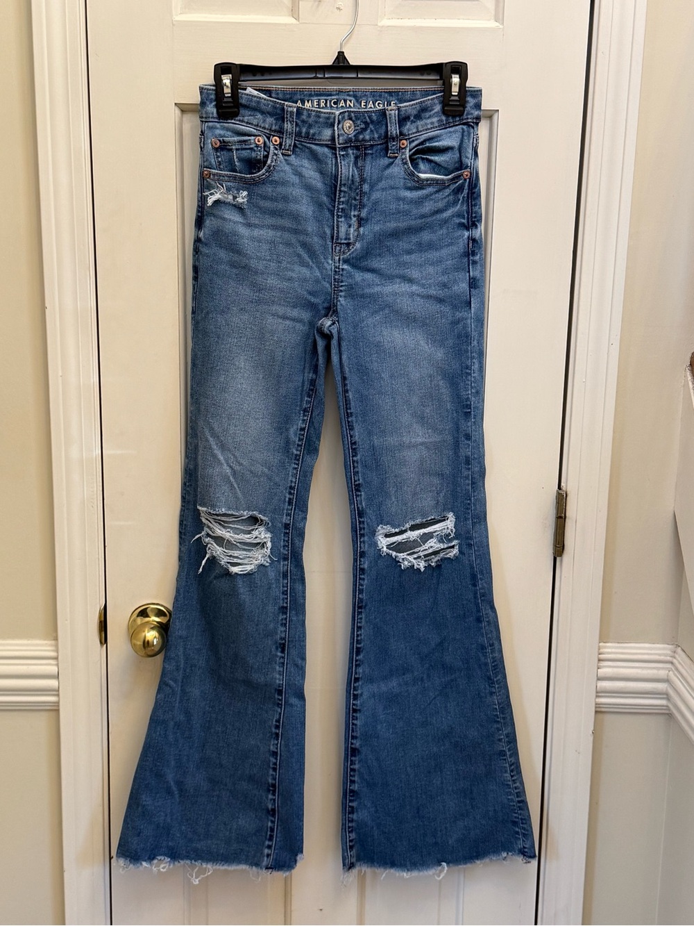 American Eagle Next Level Stretch Distressed Flare Jeans Size 0 Regular